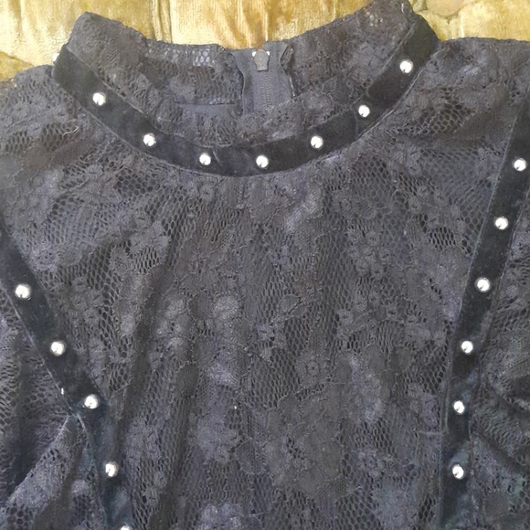 City Triangles Black Lace Dress with Silver Pearl Accent